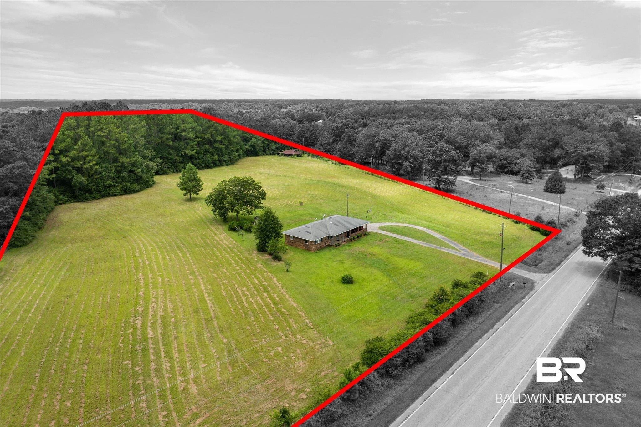 11601 Lott Road Chunchula, AL 36521 - Photo 32 of 34 View of rural area with property boundaries highlighted