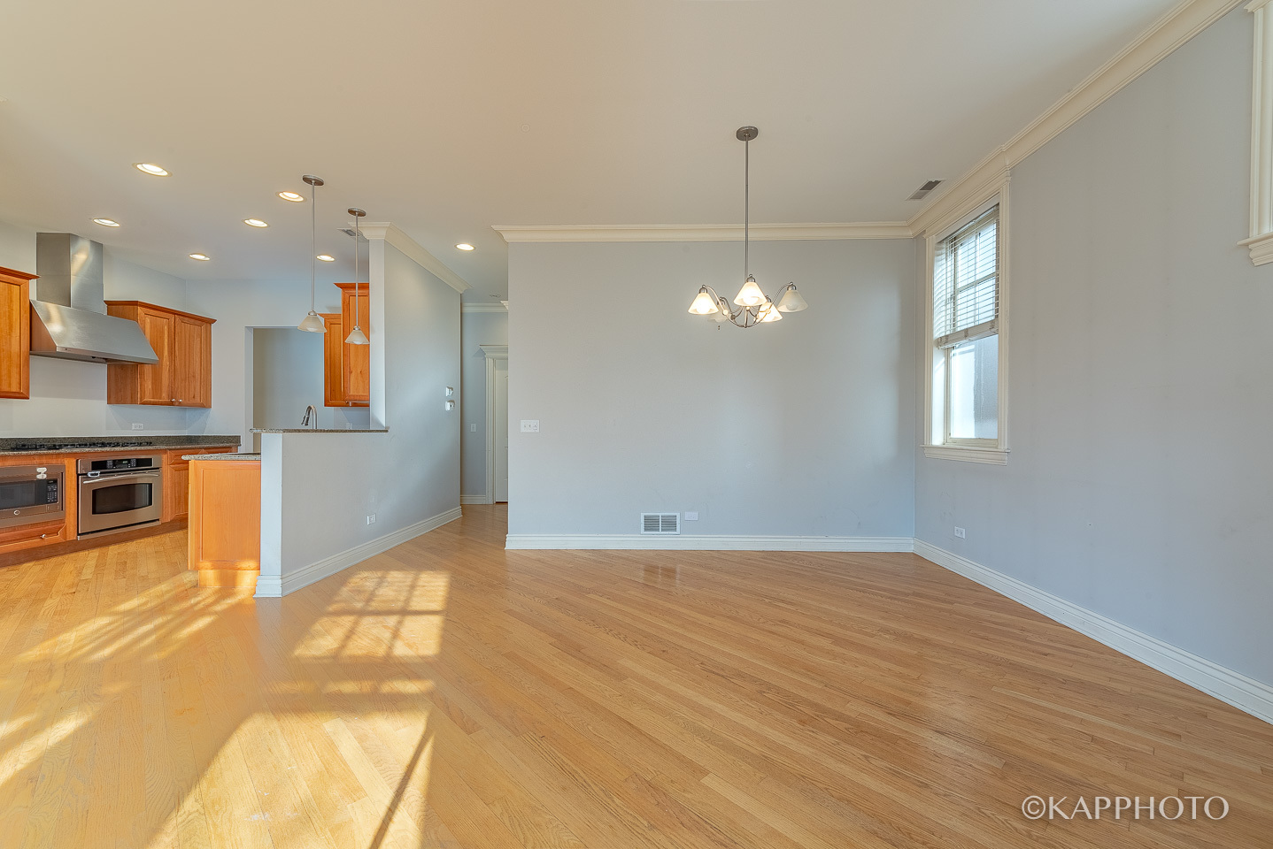 35 South Racine Avenue, Unit 2SE Chicago, IL 60607 - Photo 9 of 27 a view of an empty room with kitchen and window