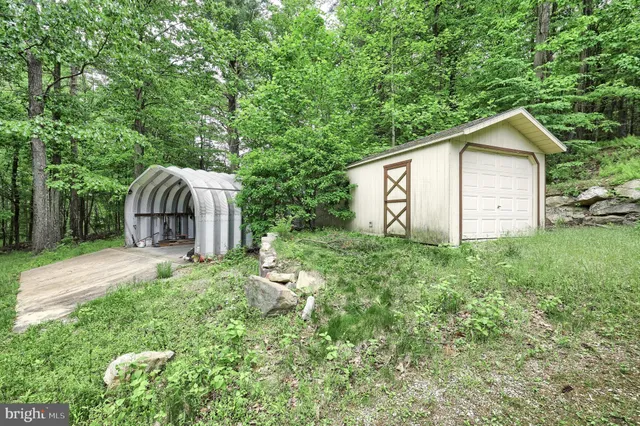 a view of a green field with lots of bushes