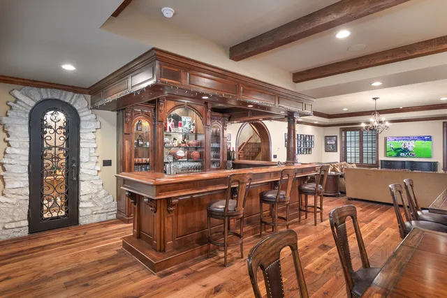 a kitchen with lots of counter top space