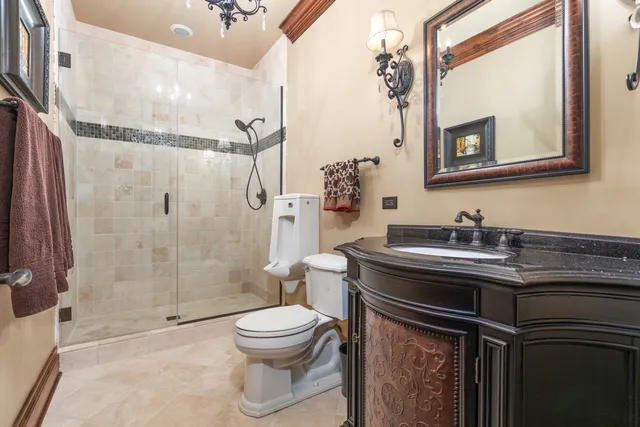 a view of a backyard with plants and a garden