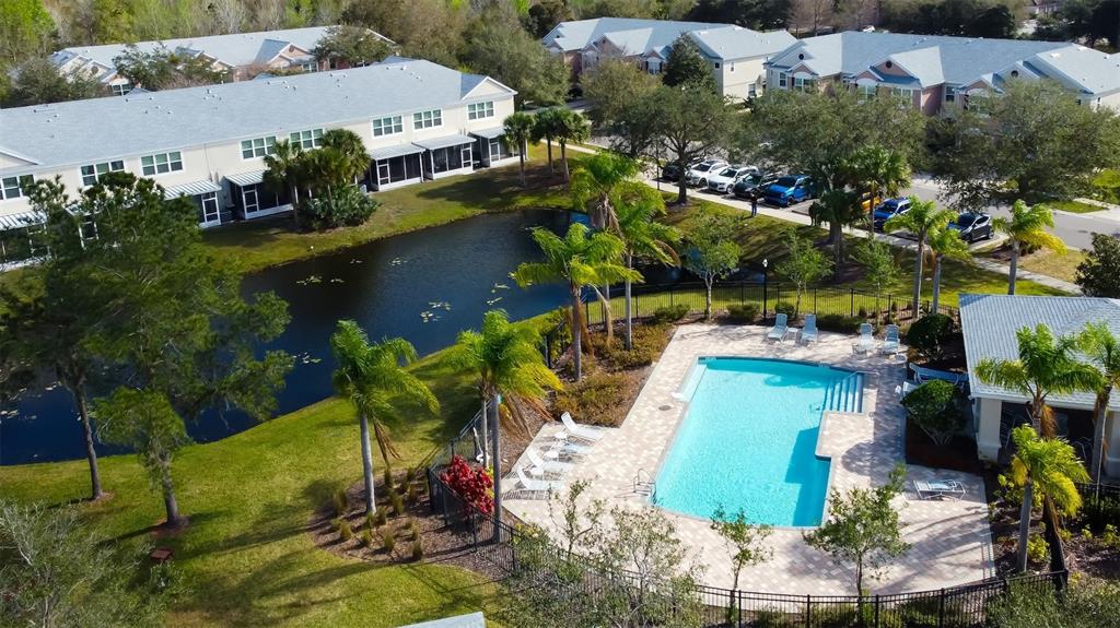 26642 Castleview Way Wesley Chapel, FL 33544 - Photo 48 of 50 an aerial view of a house with a yard and lake view