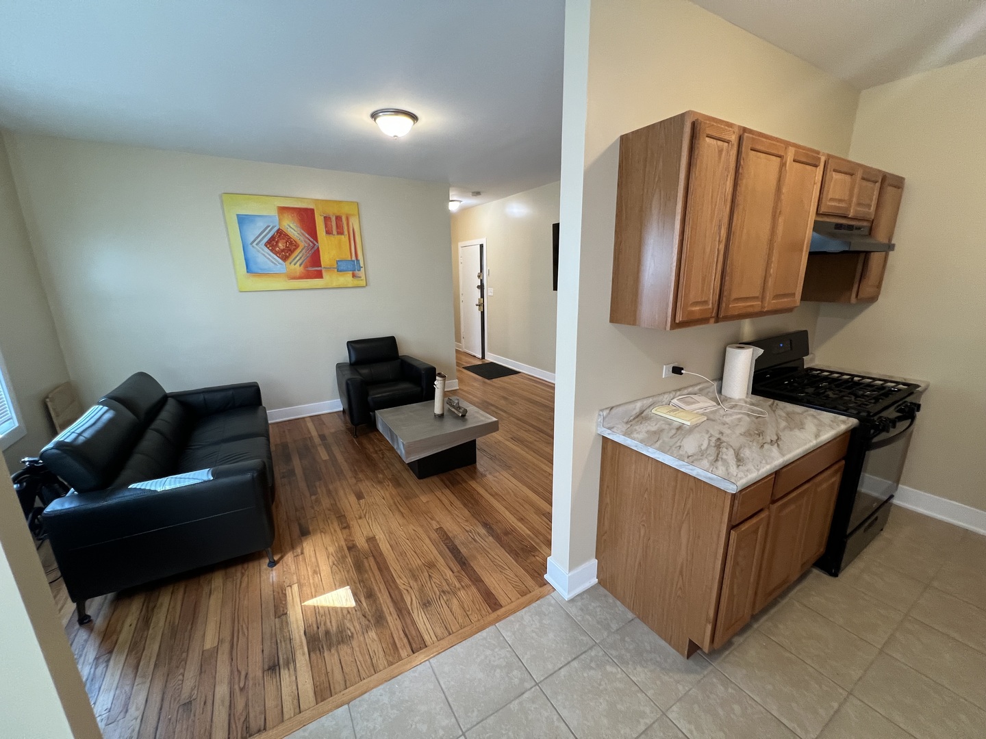 7506 South Vernon Avenue, Unit 3C Chicago, IL 60619 - Photo 5 of 10 a living room with furniture and a flat screen tv