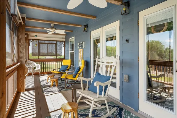 a view of a chairs in a patio