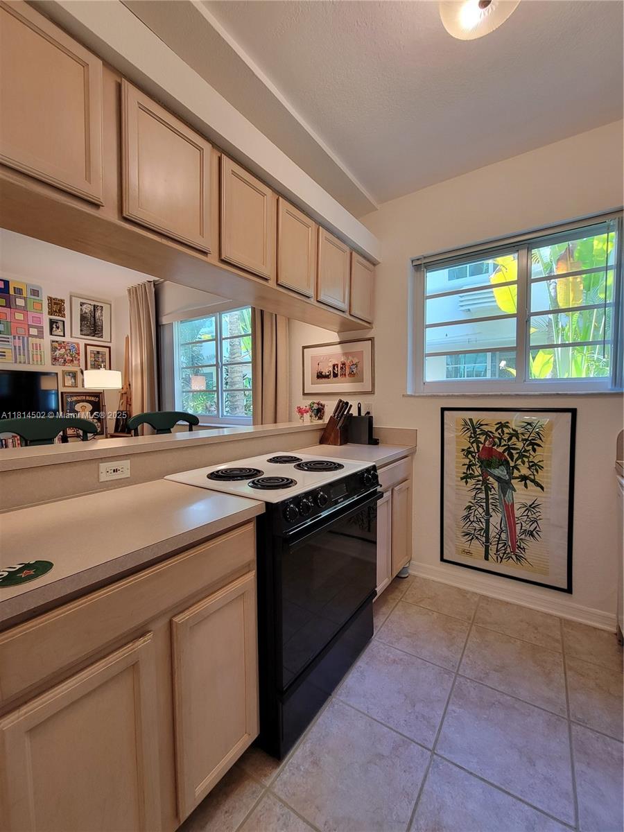 359 Meridian Avenue, Unit A103 Miami Beach, FL 33139 - Photo 9 of 22 a kitchen with stainless steel appliances granite countertop a stove a sink and a microwave