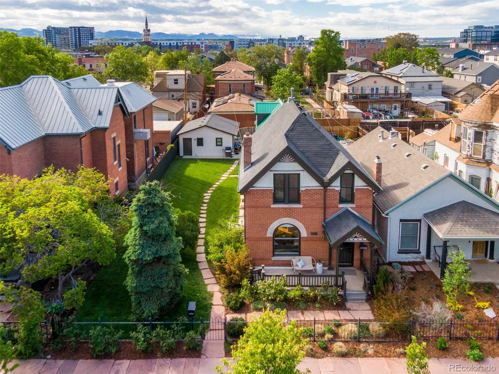 2815 Curtis Street Denver, CO 80205 - Photo 42 of 48 an aerial view of multiple houses with a yard