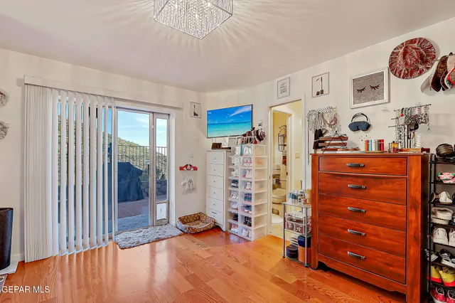 an aerial view of a house with outdoor space