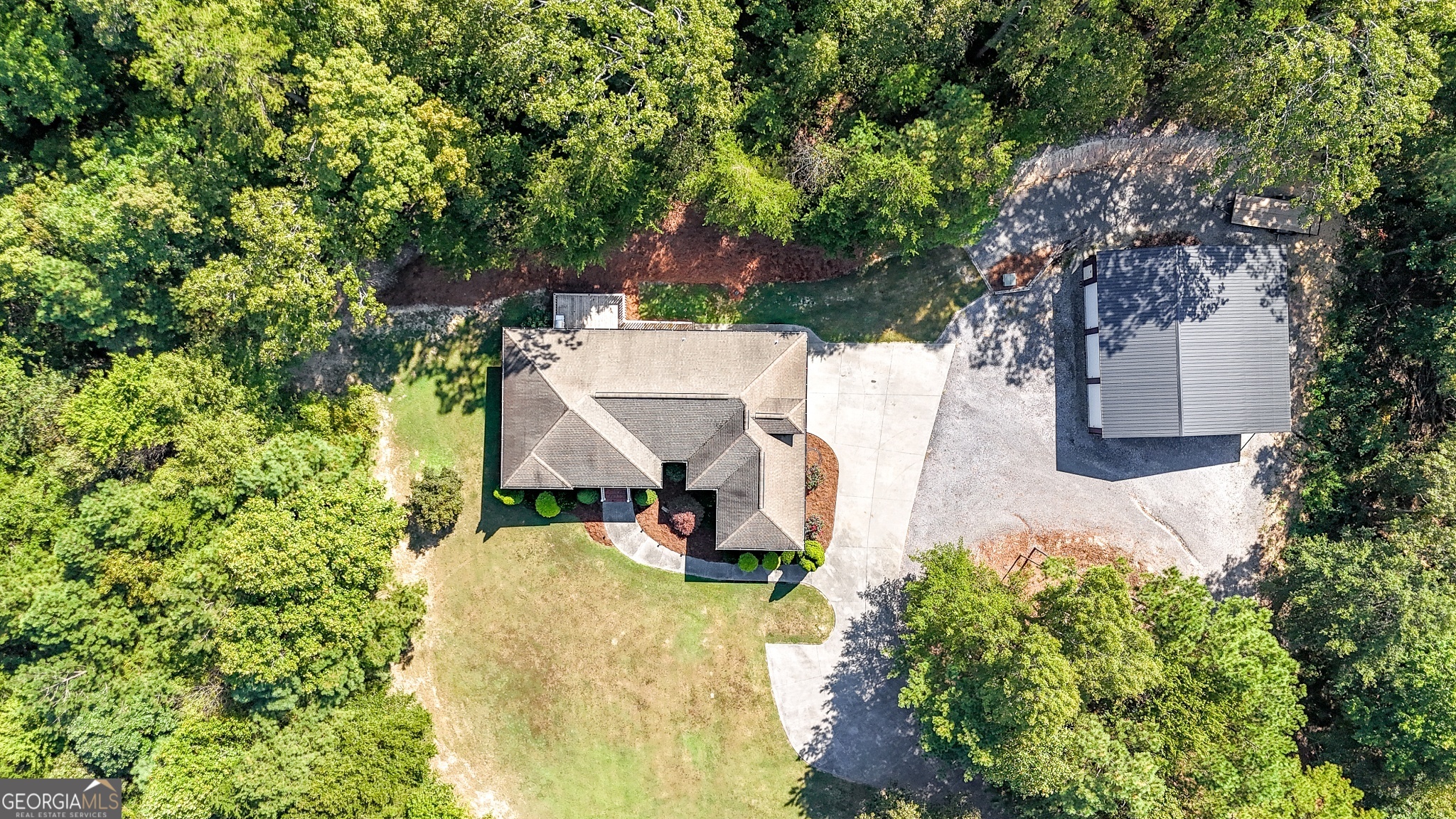 359 LaFayette Road Rocky Face, GA 30740 - Photo 5 of 54 an aerial view of a house with swimming pool and large trees