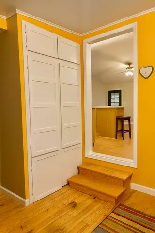 a view of a swimming pool with a lounge chair