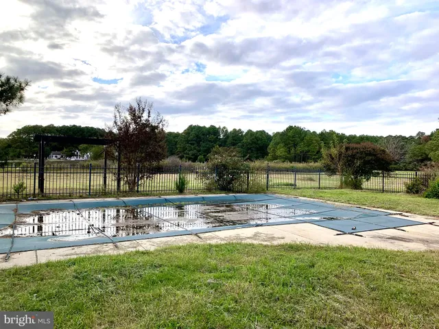 a view of a yard with a lake view