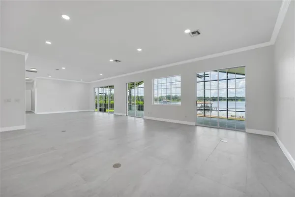 a view of an empty room with a sliding door