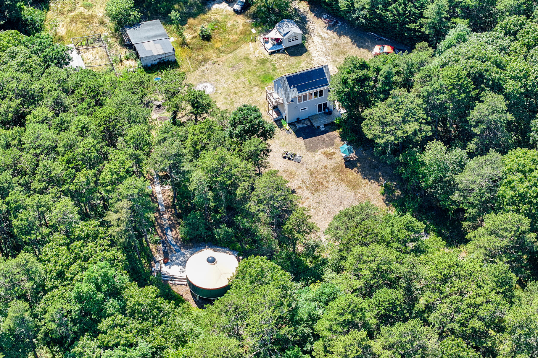 23 Old Bridge Road Truro, MA 02666 - Photo 40 of 44 an aerial view of a house with a yard and garden