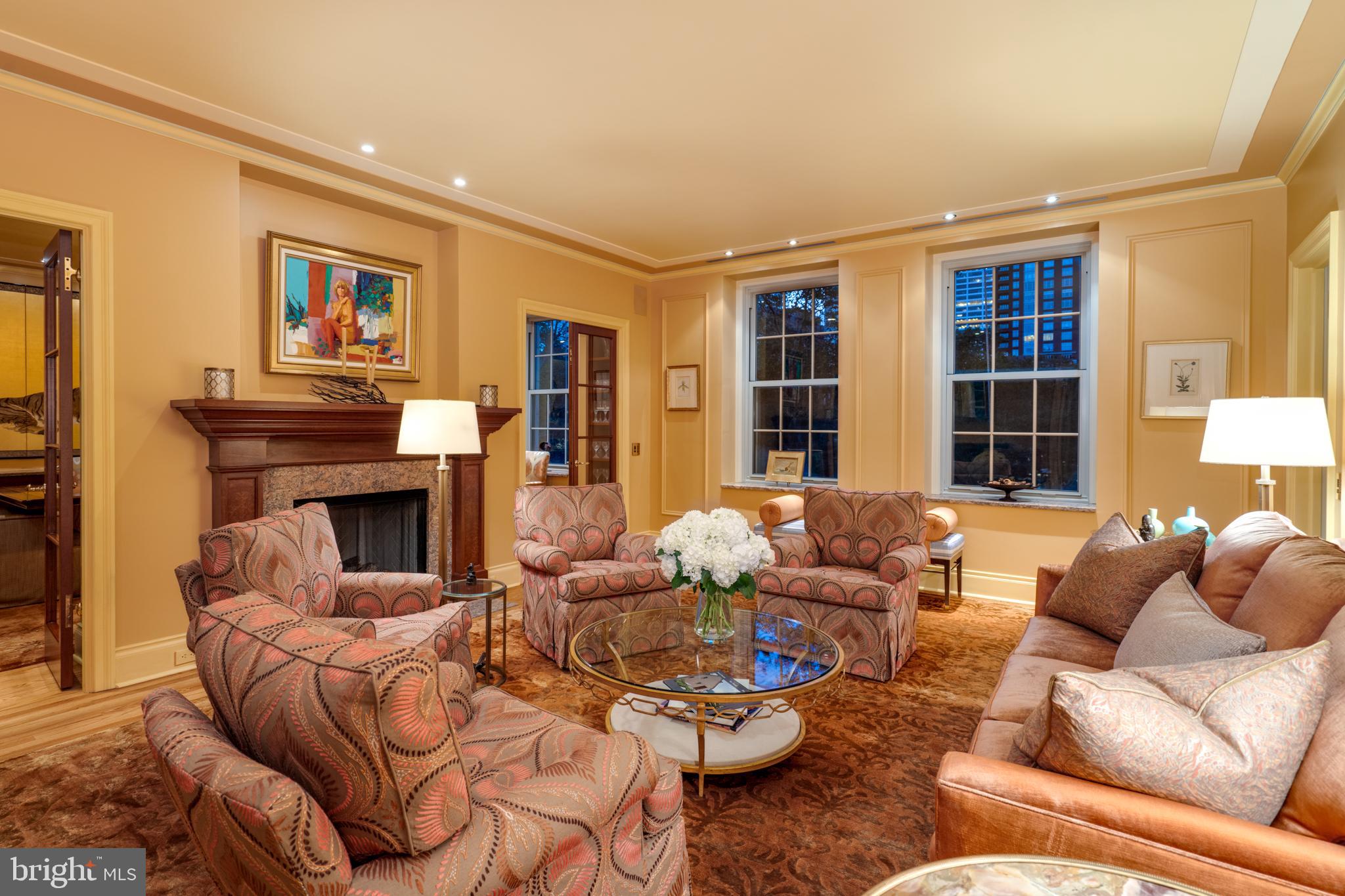 250 South 18th Street, Unit 601 Philadelphia, PA 19103 - Photo 2 of 52 Living Room with Tree-Top Views of Rittenhouse