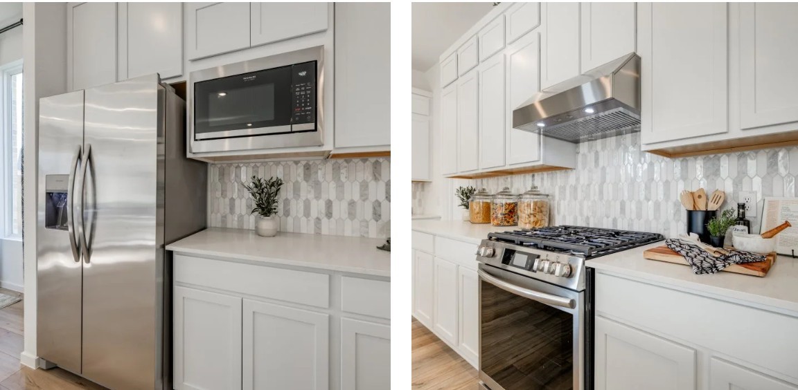 8326 Holly Blue Drive Rosharon, TX 77583 - Photo 20 of 29 a kitchen with stainless steel appliances granite countertop a stove a refrigerator and a sink