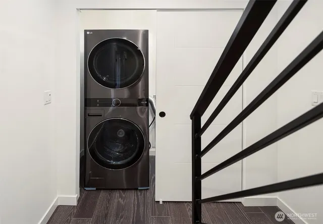 a utility room with dryer and washer