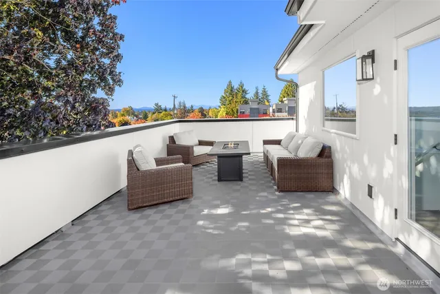 a terrace view with seating space