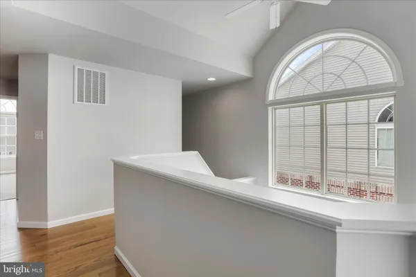 an empty room with a bathroom