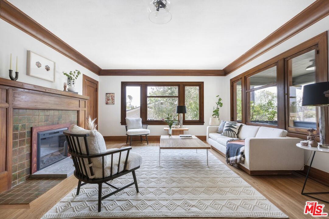 5228 Eagle Rock Boulevard Los Angeles, CA 90041 - Photo 9 of 51 a living room with furniture and a fireplace