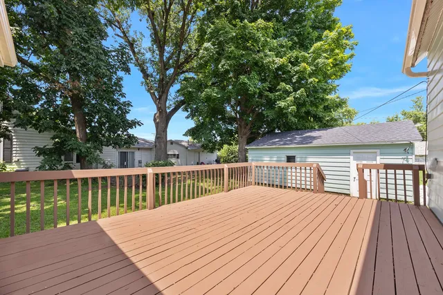 a view of a wooden deck