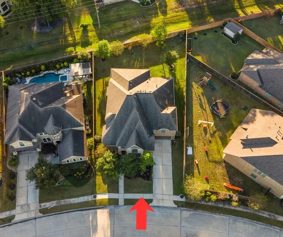 an aerial view of a house