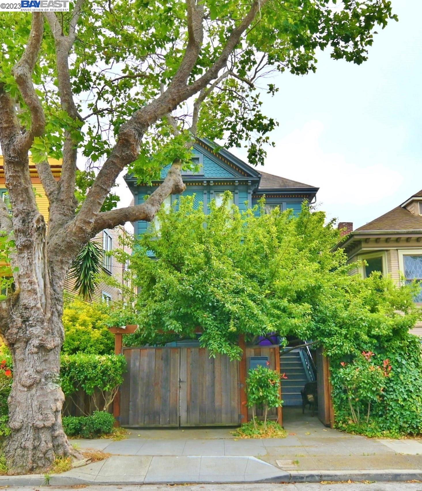 front view of a house with a tree