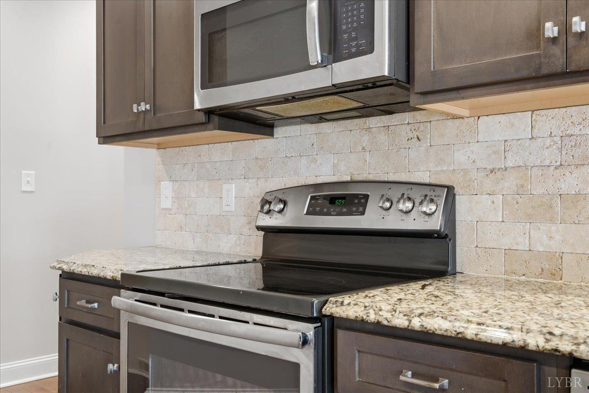 509 Cornerstone Street Lynchburg, VA 24502 - Photo 22 of 56 a stove top oven sitting inside of a kitchen and granite counter tops