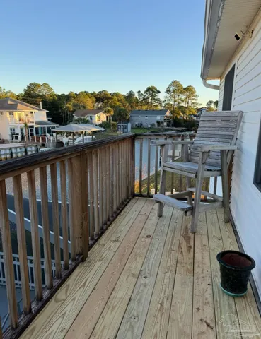 a view of a balcony with an outdoor space