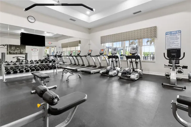 a view of a room with gym equipment