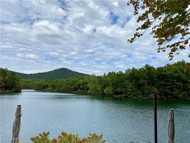 a view of lake with mountain