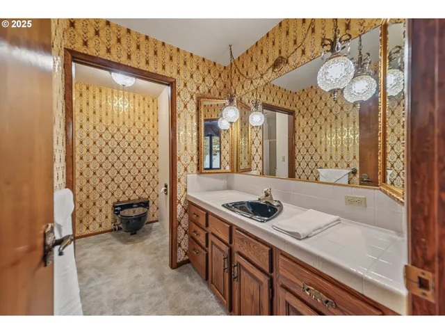 a bathroom with a shower curtain