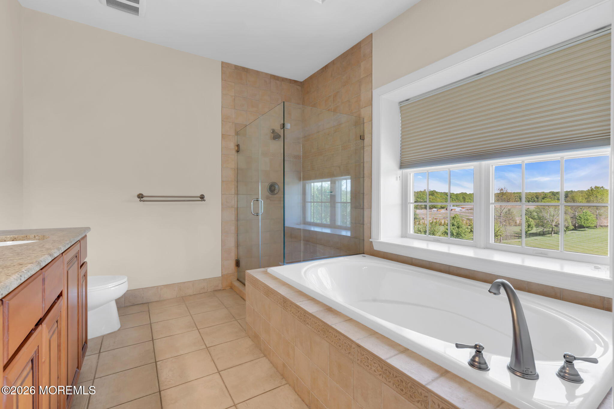 42 Ridgeview Way Allentown, NJ 08501 - Photo 26 of 47 a spacious bathroom with a tub a sink a toilet and a shower