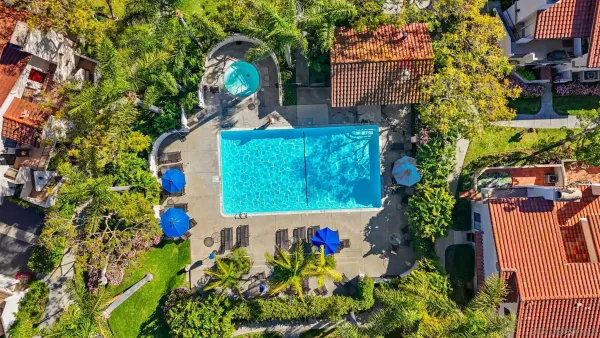 an aerial view of a house