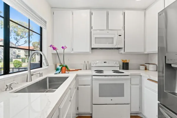 a kitchen that has a sink and a stove in it