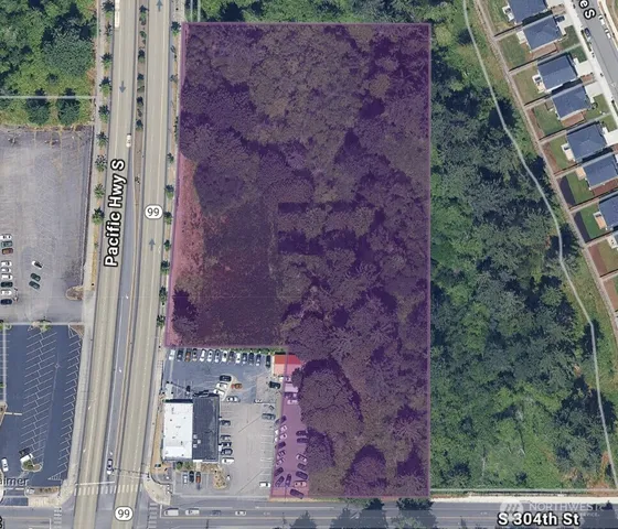 a aerial view of a brick house