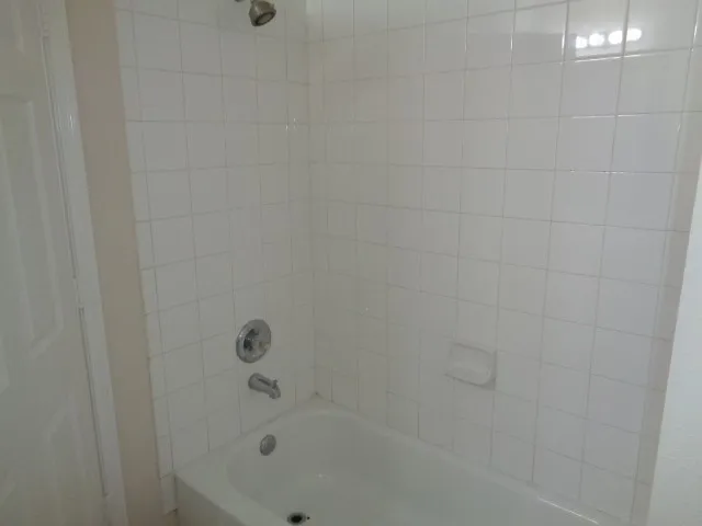 a bathroom with a bathtub