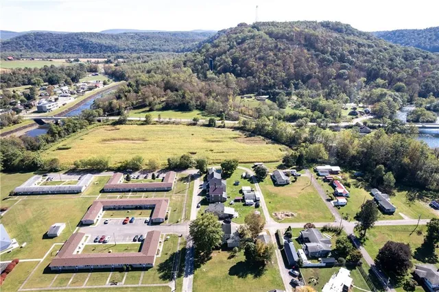 an aerial view of a city