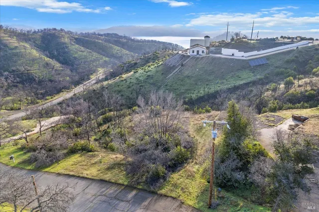 a view of a lake with mountains in the background