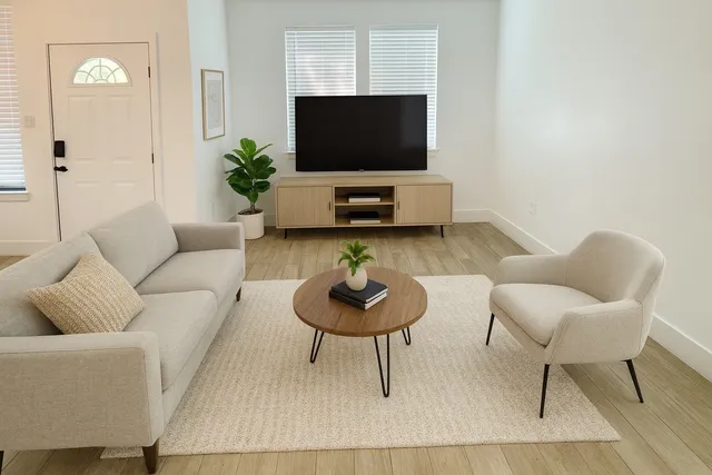 a living room with furniture and a flat screen tv