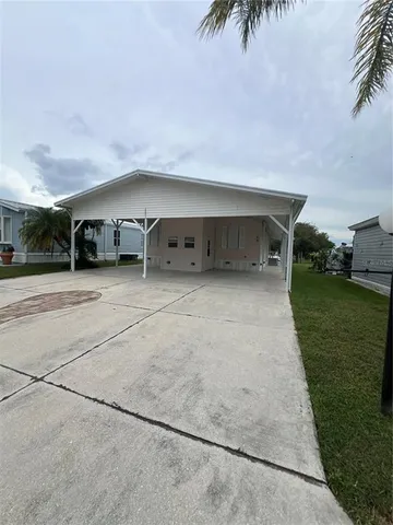 an outdoor view with patio