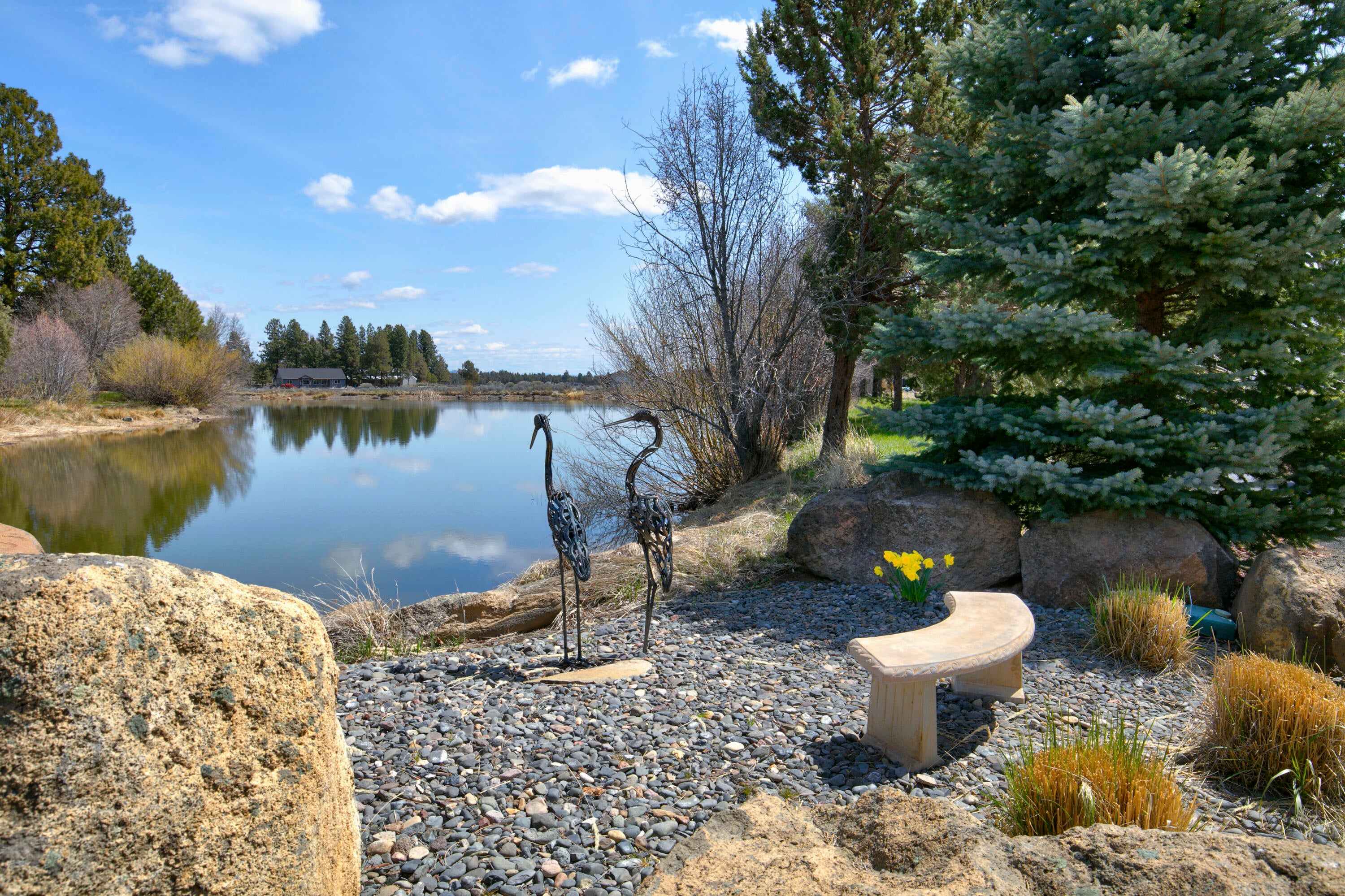 69015 Hurtley Ranch Road Sisters, OR 97759 - Photo 51 of 88 Pond with meditation bench