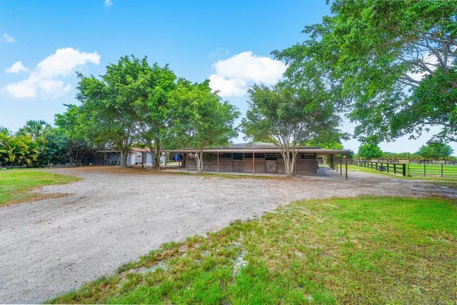 a view of a swimming pool with lawn chairs and plants