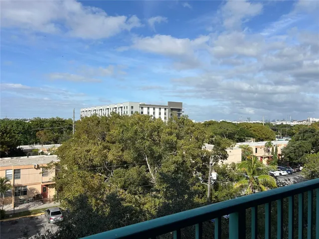 a view of a city from a balcony