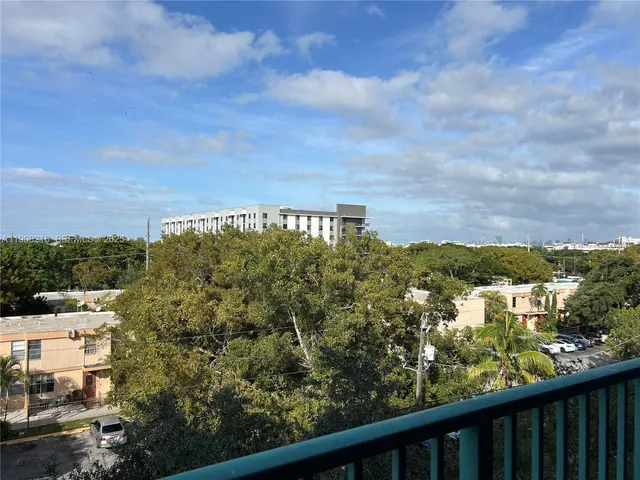 a view of a city from a balcony