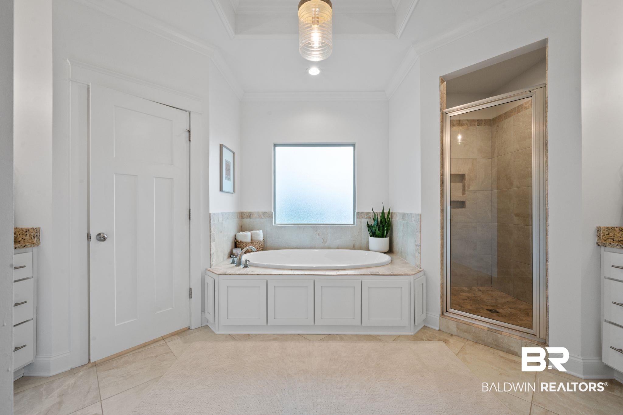 418 Fortune Drive Fairhope, AL 36532 - Photo 25 of 63 Bathroom with plus walk in shower, vanity, and crown molding