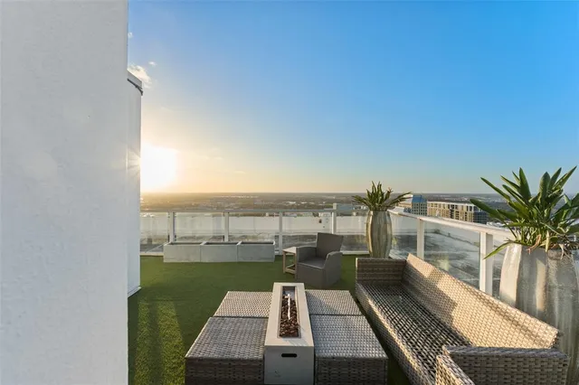 a view of an outdoor space with seating area