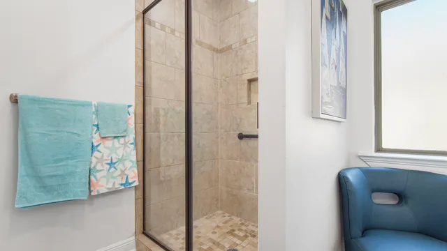 a bathroom with a shower