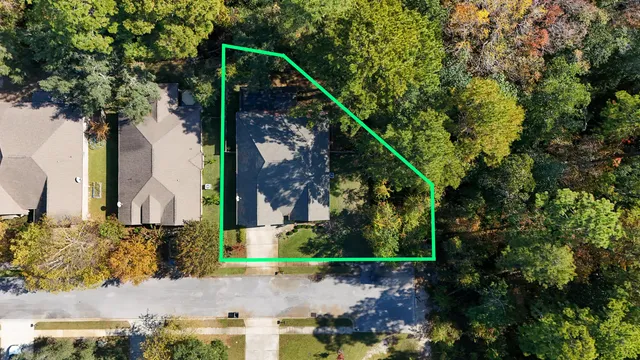 an aerial view of a house