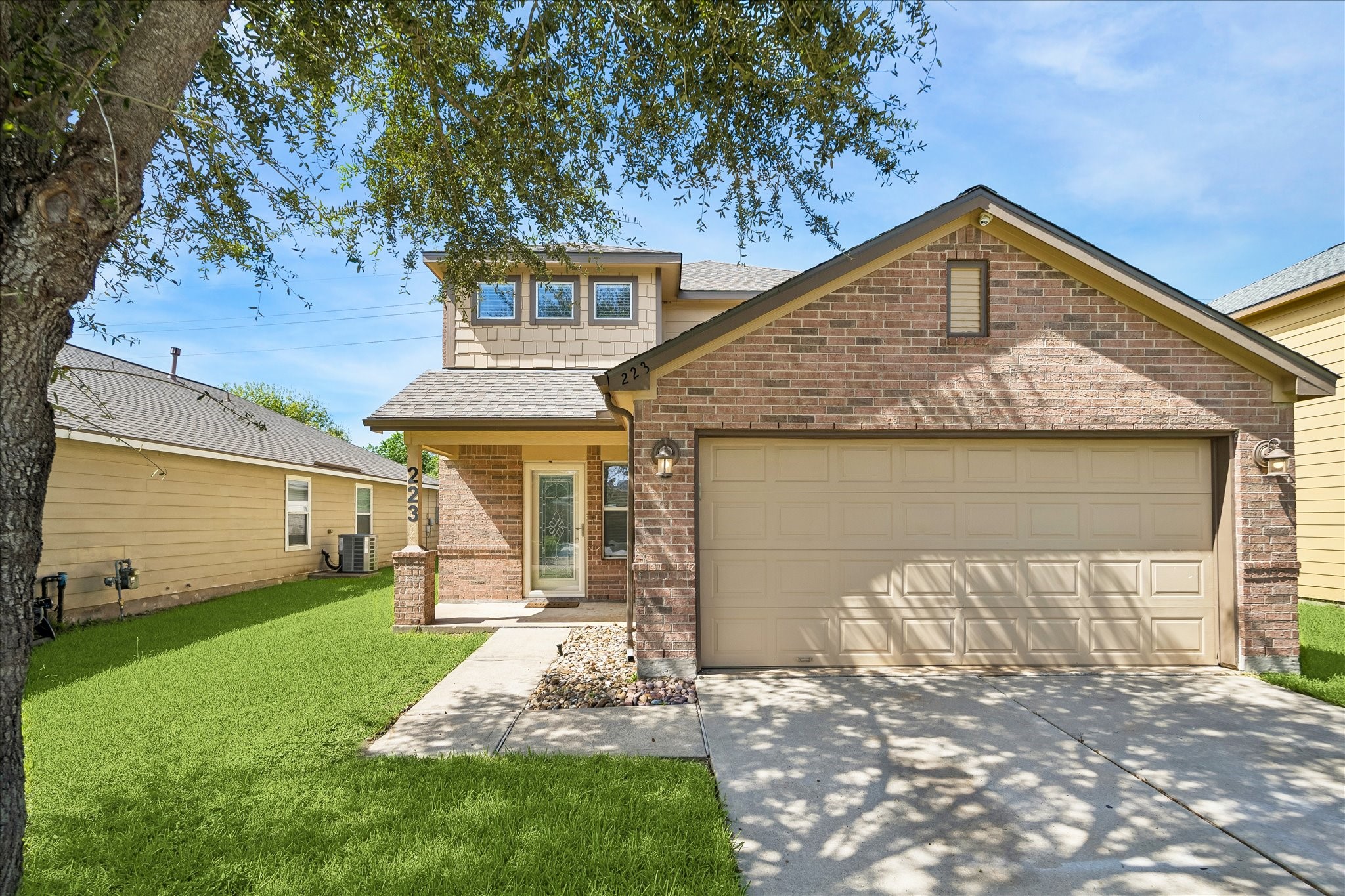 223 Sunset Colony Drive Rosharon, TX 77583 - Photo 1 of 50 Charming 2-story on a quiet cul-de-sac with no rear neighbors, fresh interior paint, flexible living spaces, an updated kitchen, private owner’s retreat, oversized game room, 3 guest bedrooms and a spacious fenced yard. Recent updates include a 2025 roof and 2023 fencing. Additional features include a full sprinkler system, alarm system, 2-car garage with epoxy flooring and easy access to neighborhood parks, trails and amenities.