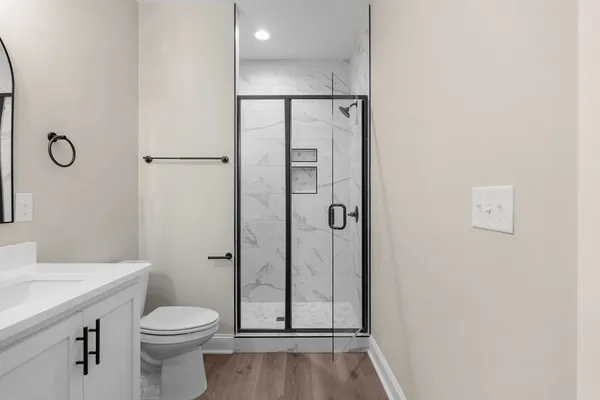 a view of small space with racks on the wall