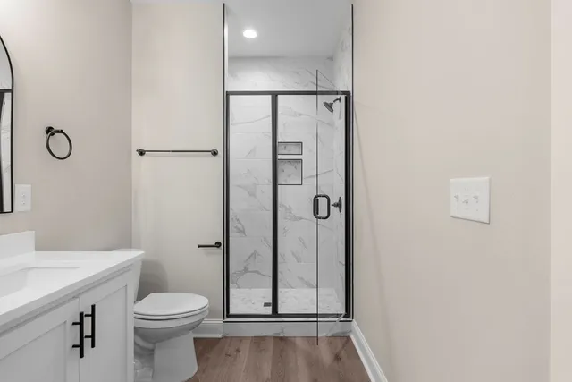 a view of small space with racks on the wall